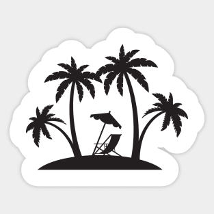 Beach canvas chair under coconut trees Sticker